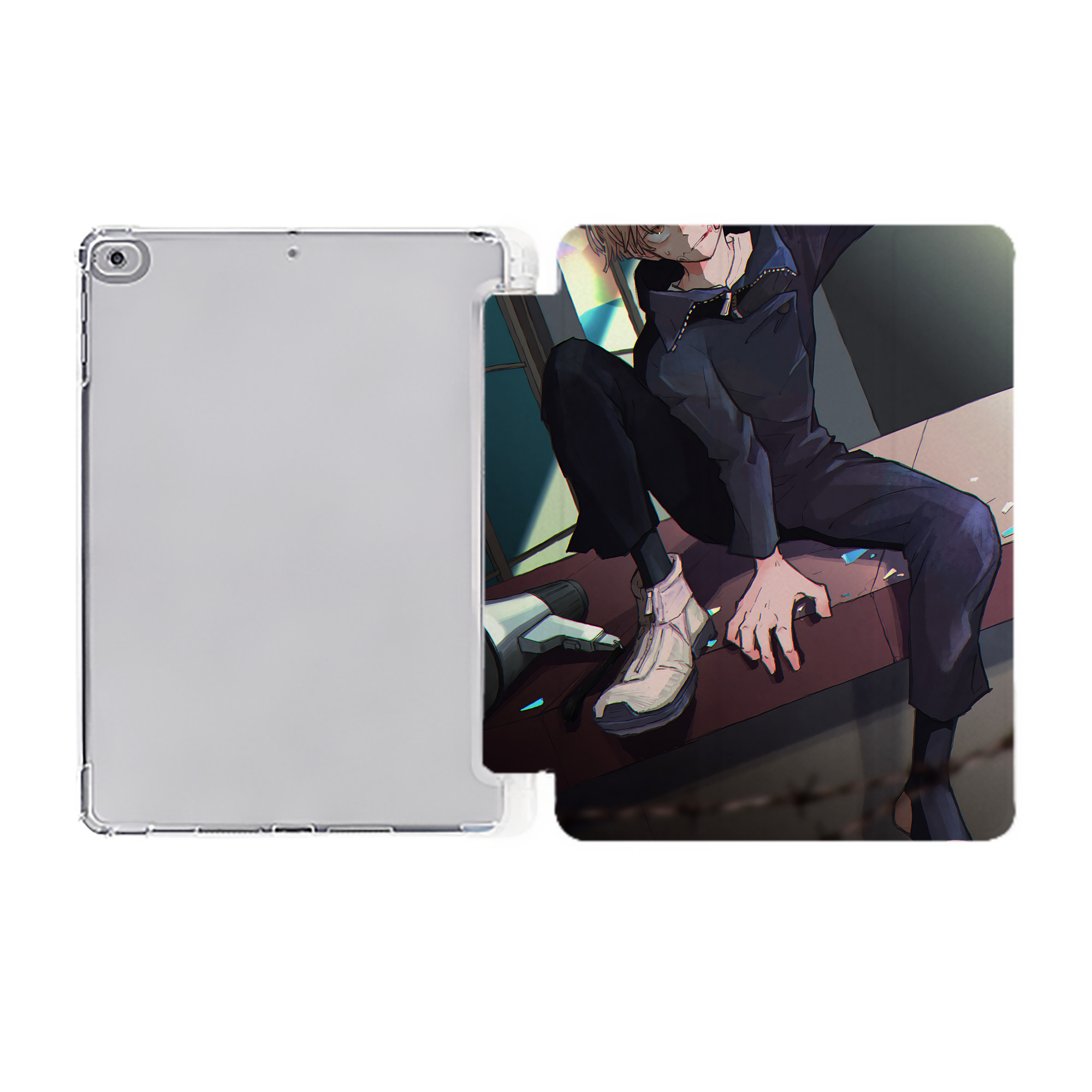（画像用） 呪術廻戦 Jujutsu Kaisen IPad ケース ペン収納付き 三つ折りスタンド PUレザー×シリコン 対応機種9.5/10.5/10.9インチ